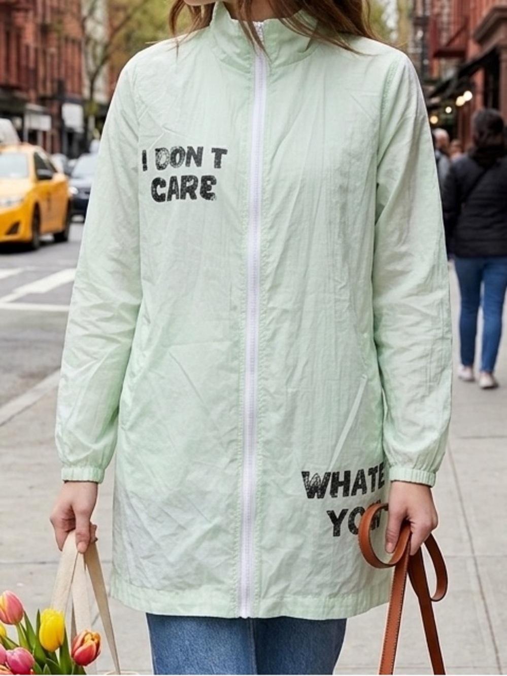 Edgy Graphic Green Oversized Grunge Lite Windbreaker Athleisure  Streetwear L
